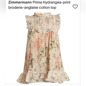Zimmermann Prima Hydrangea-print broderie-anglaise High Neck cotton top Size 2